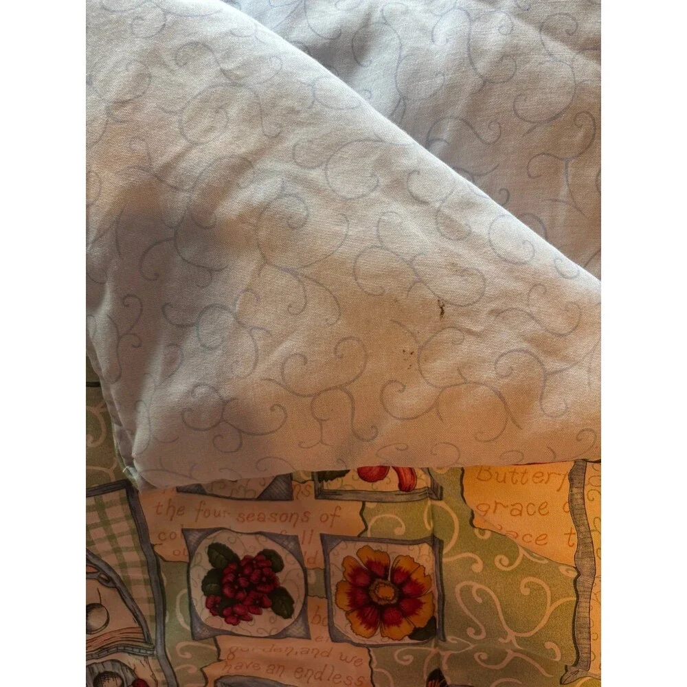 dan river comforter rare cottagecore gardening floral bird queen blanket vintage